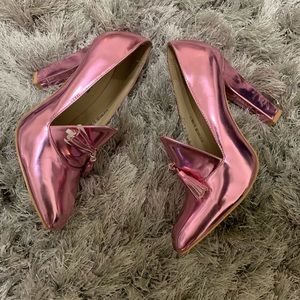 Pink metallic heels